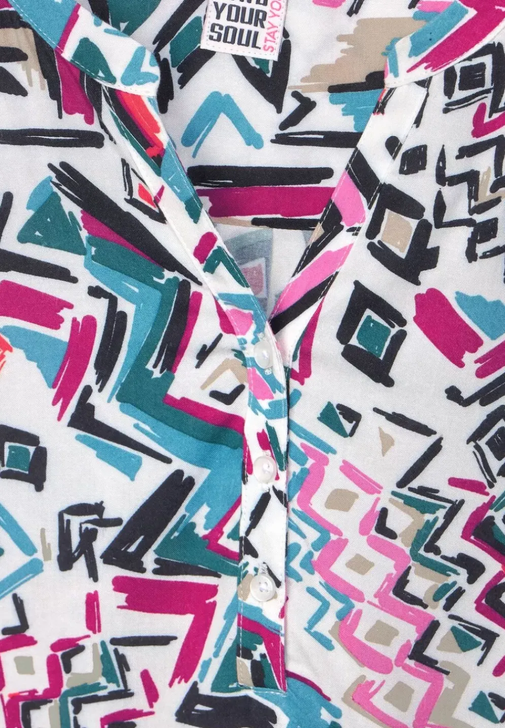 Printbluse Mit Elastiksaum