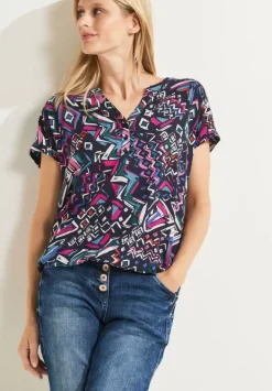 Printbluse Mit Elastiksaum