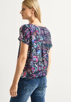 Printbluse Mit Elastiksaum