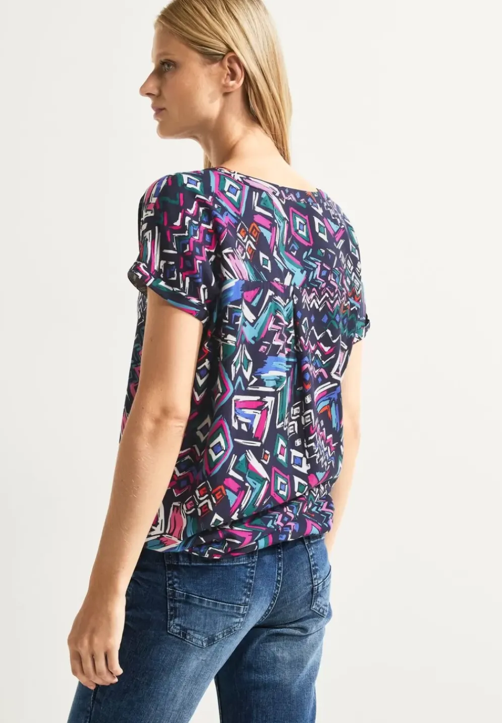 Printbluse Mit Elastiksaum