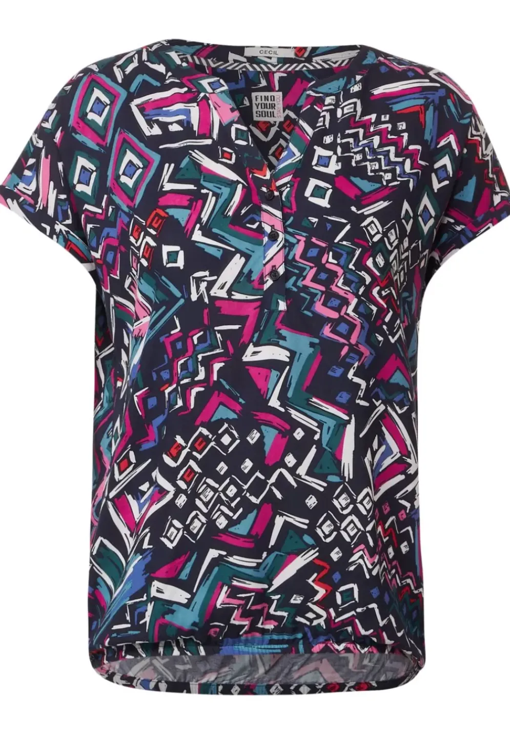 Printbluse Mit Elastiksaum