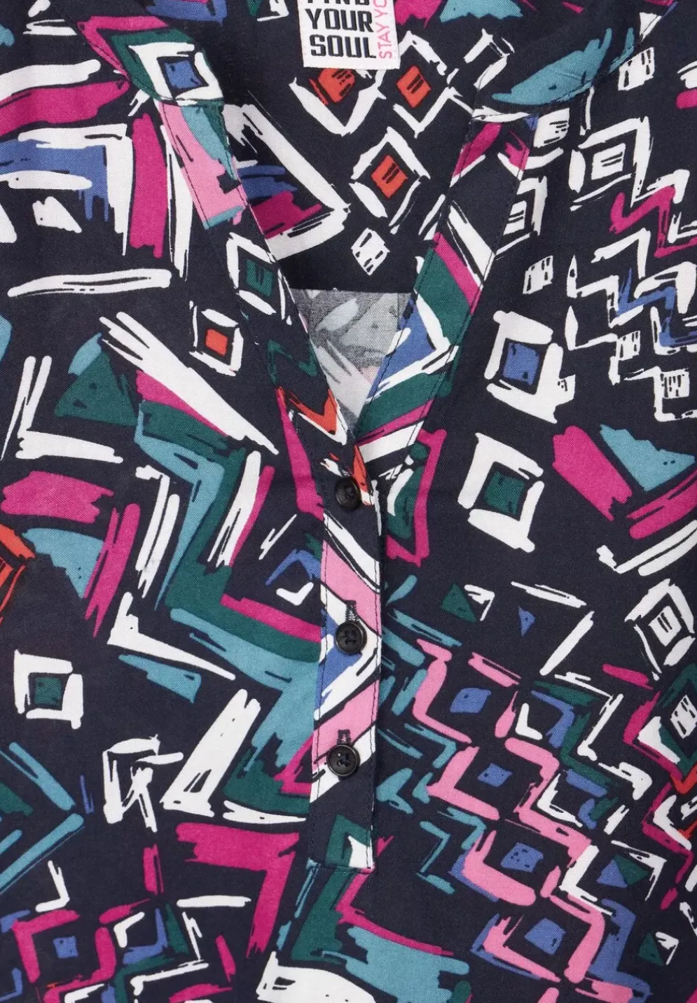 Printbluse Mit Elastiksaum