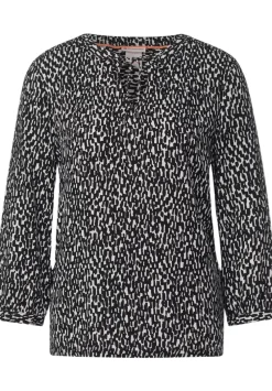 Printbluse Mit Smokdetails