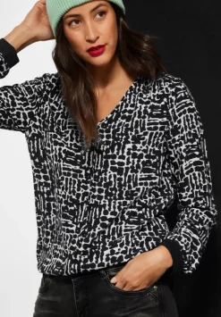 Printbluse Mit V-Ausschnitt