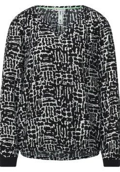 Printbluse Mit V-Ausschnitt