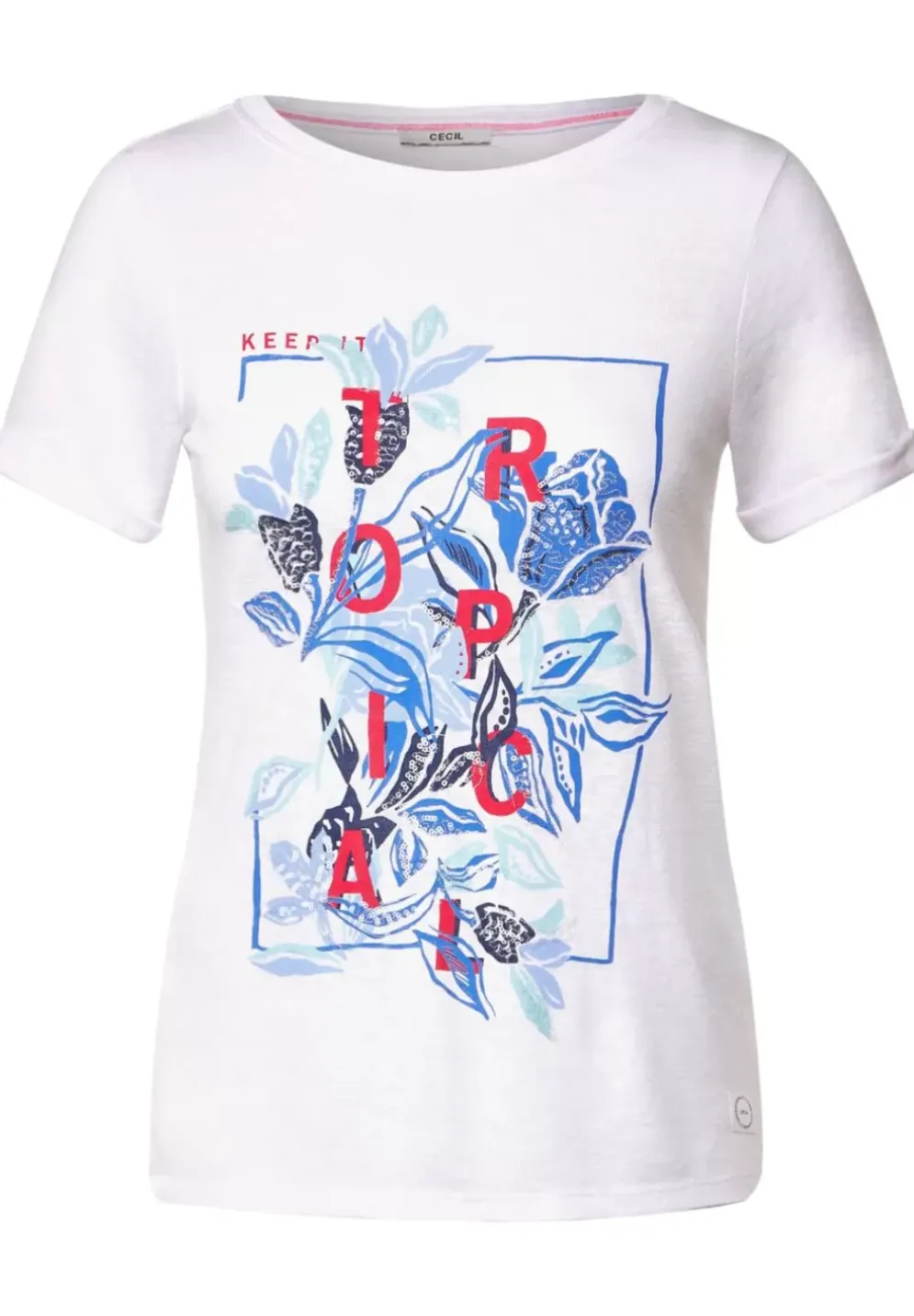 Printshirt In Leinenoptik