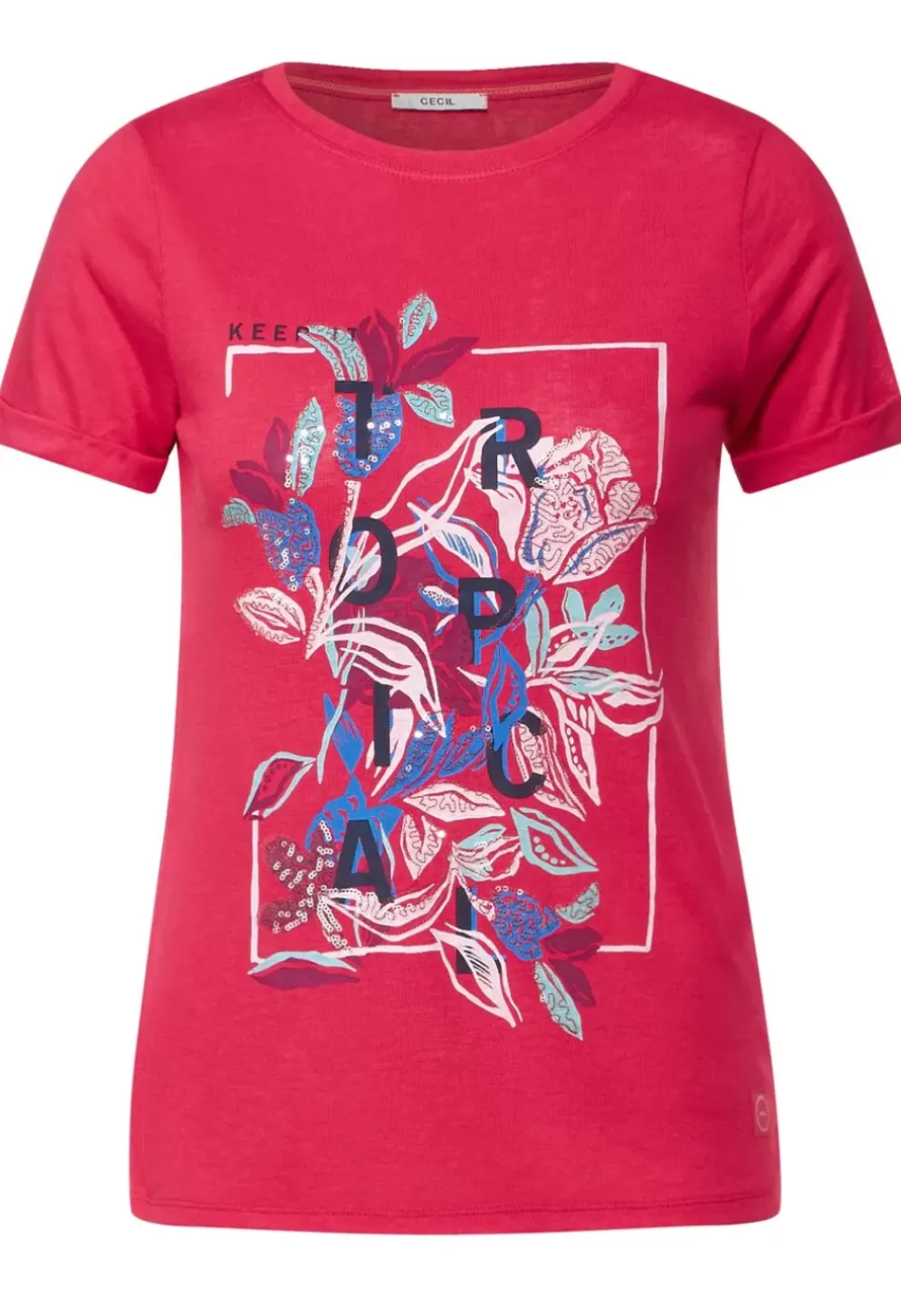 Printshirt In Leinenoptik
