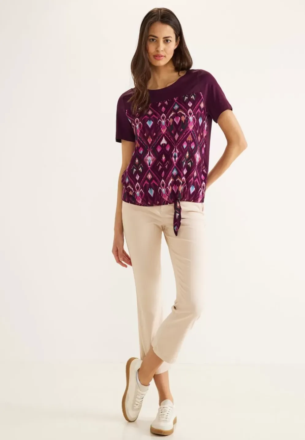 Printshirt Mit Knotendetail
