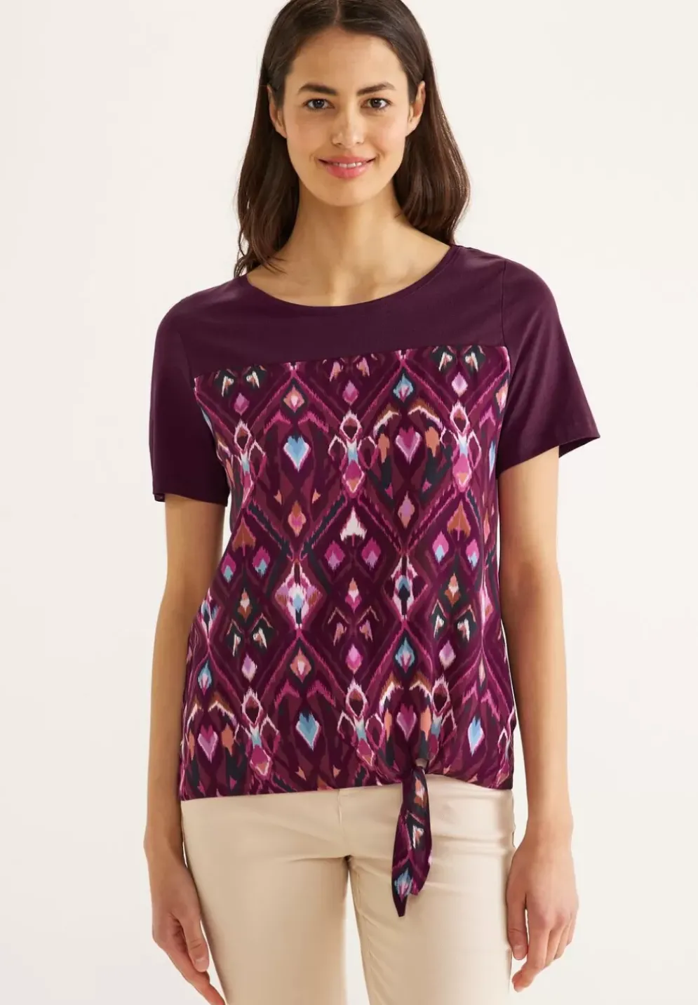 Printshirt Mit Knotendetail