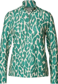 Printshirt Mit Kurzem Zipper