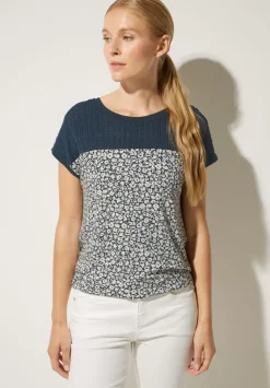 Printshirt Mit Spitzendetail