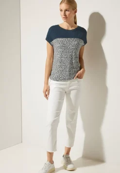 Printshirt Mit Spitzendetail