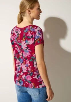 Printshirt Mit Spitzendetail