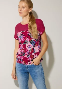 Printshirt Mit Spitzendetail