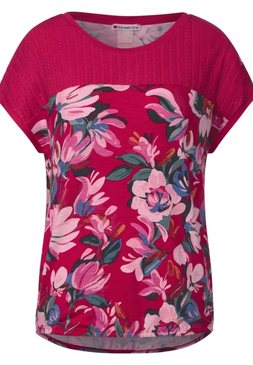 Printshirt Mit Spitzendetail
