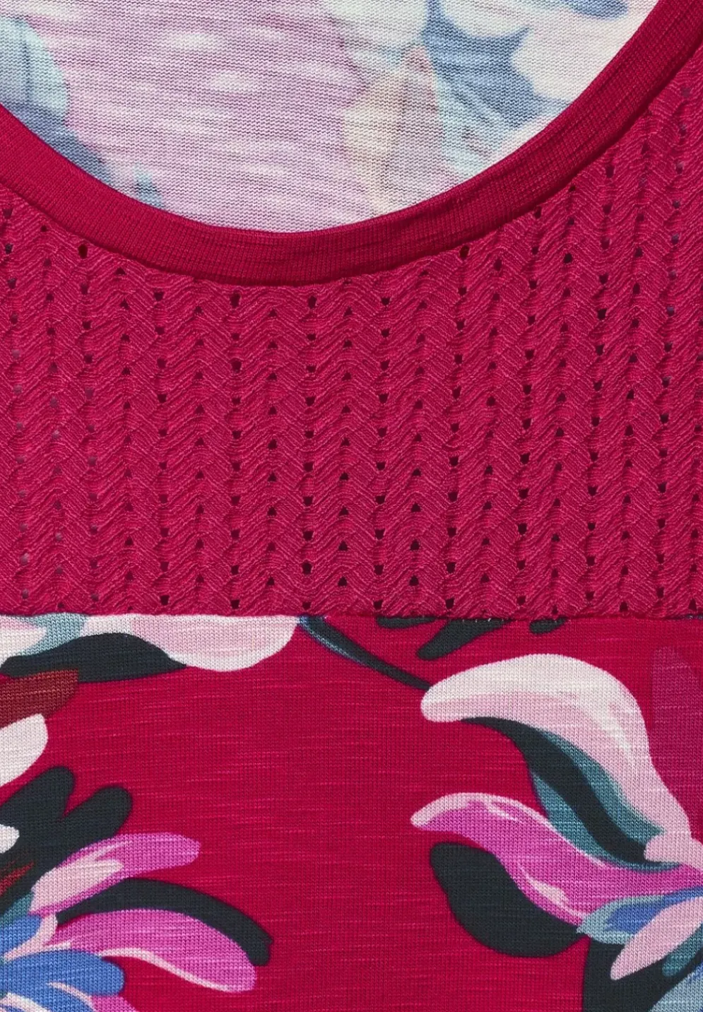 Printshirt Mit Spitzendetail