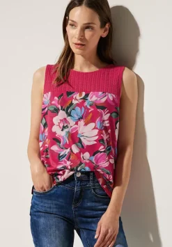 Printtop Mit Spitzendetail