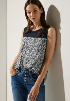 Printtop Mit Spitzendetail