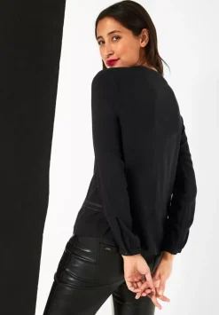 Rundhalsbluse Mit Coating