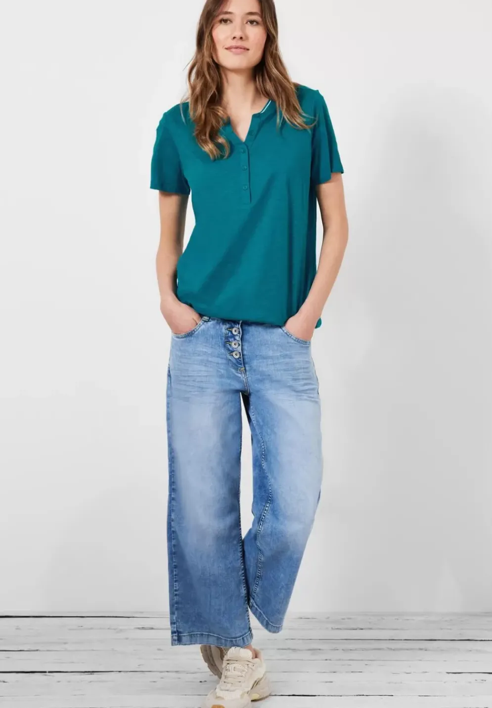 Shirt Mit Kurzer Knopfleiste