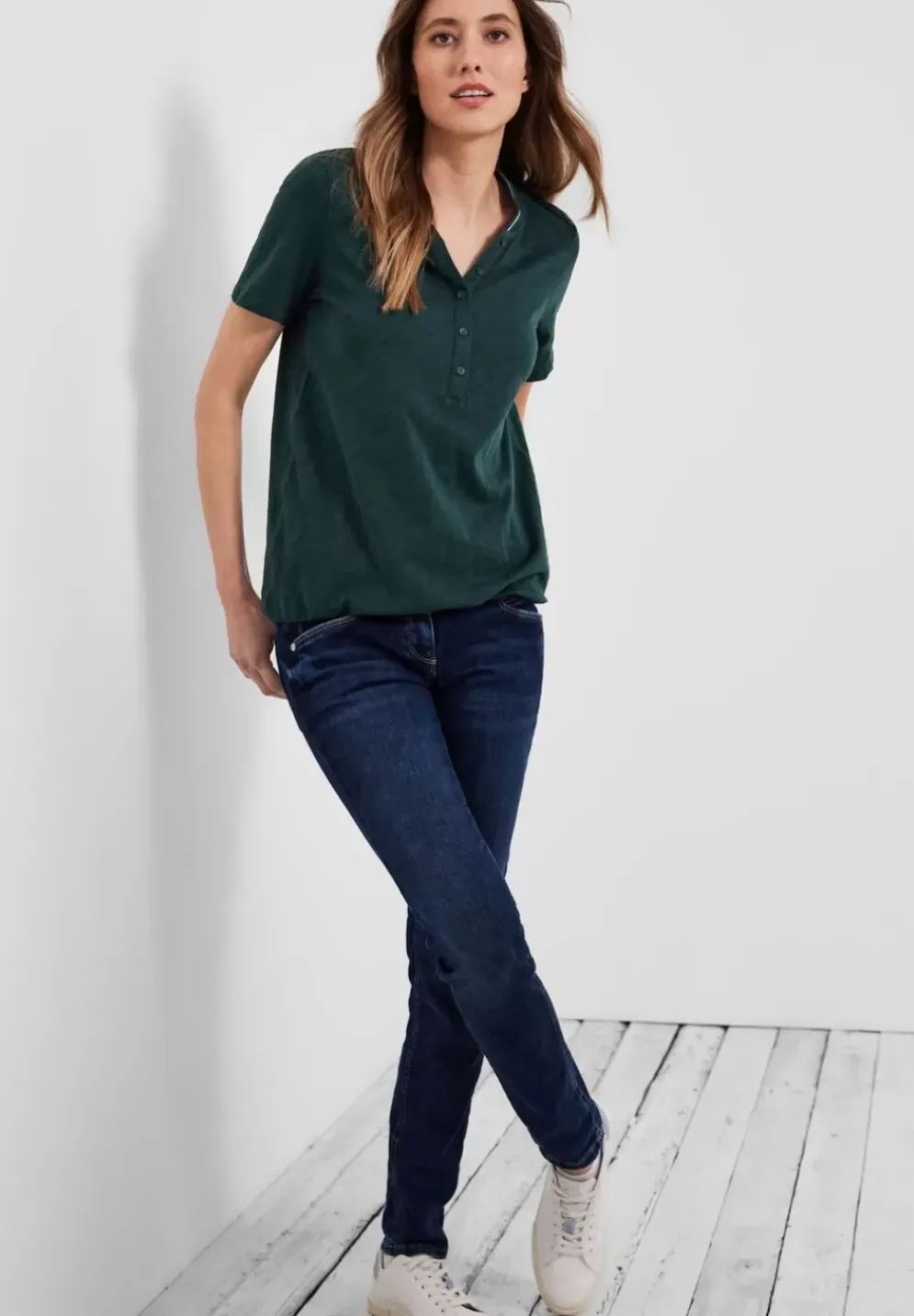 Shirt Mit Kurzer Knopfleiste