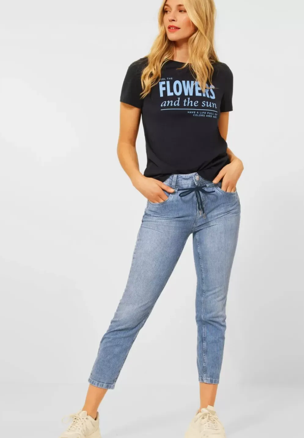 Slim Fit Jeans Mit Streifen