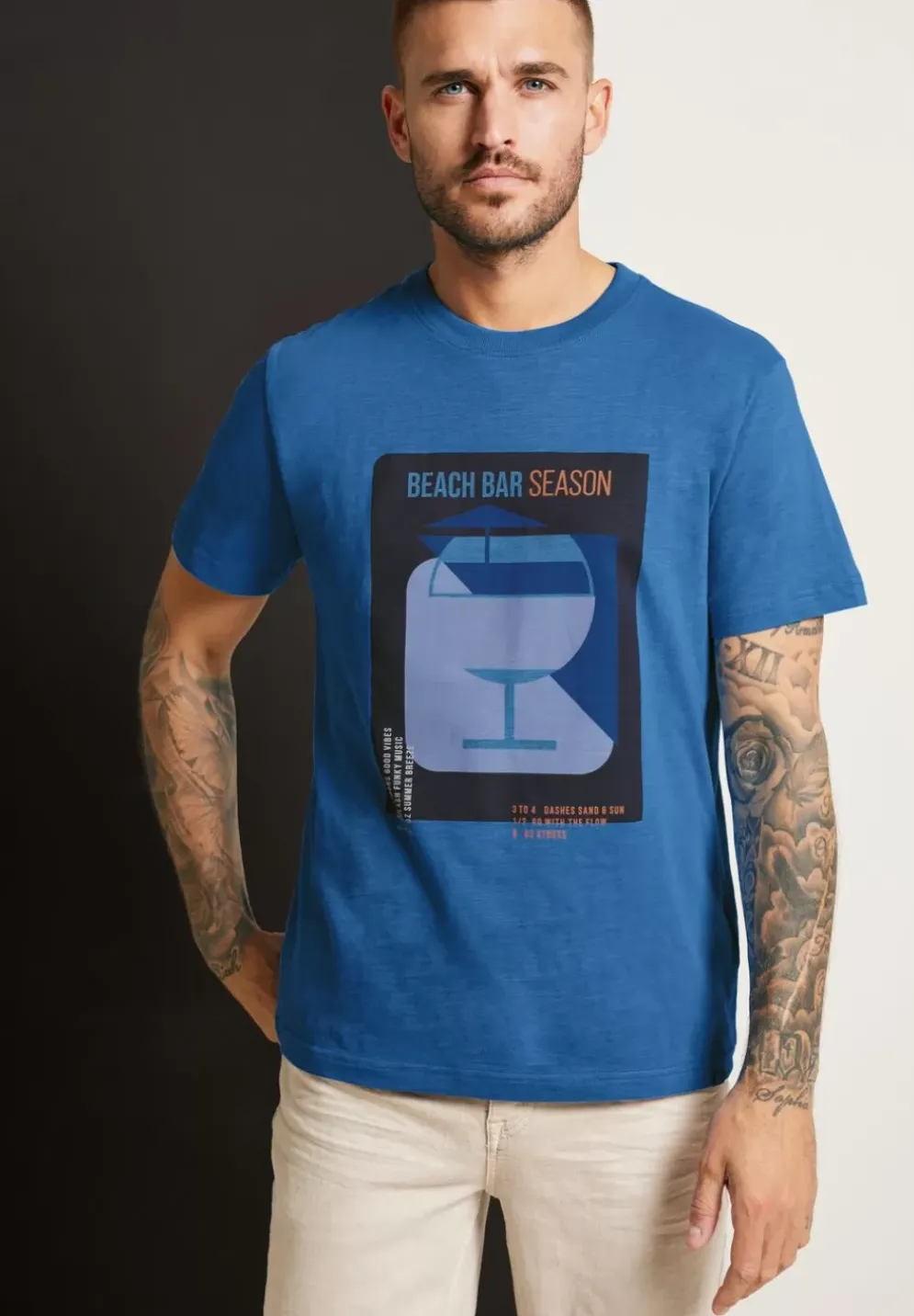 Slub T-Shirt Mit Frontprint