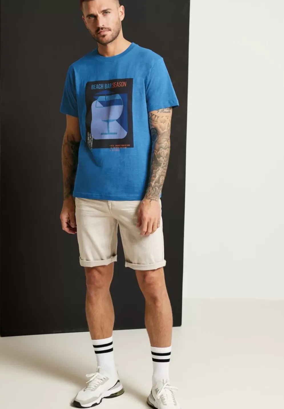 Slub T-Shirt Mit Frontprint
