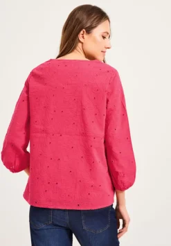 Stickerei Bluse Mit 3/4 Arm
