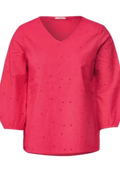 Stickerei Bluse Mit 3/4 Arm