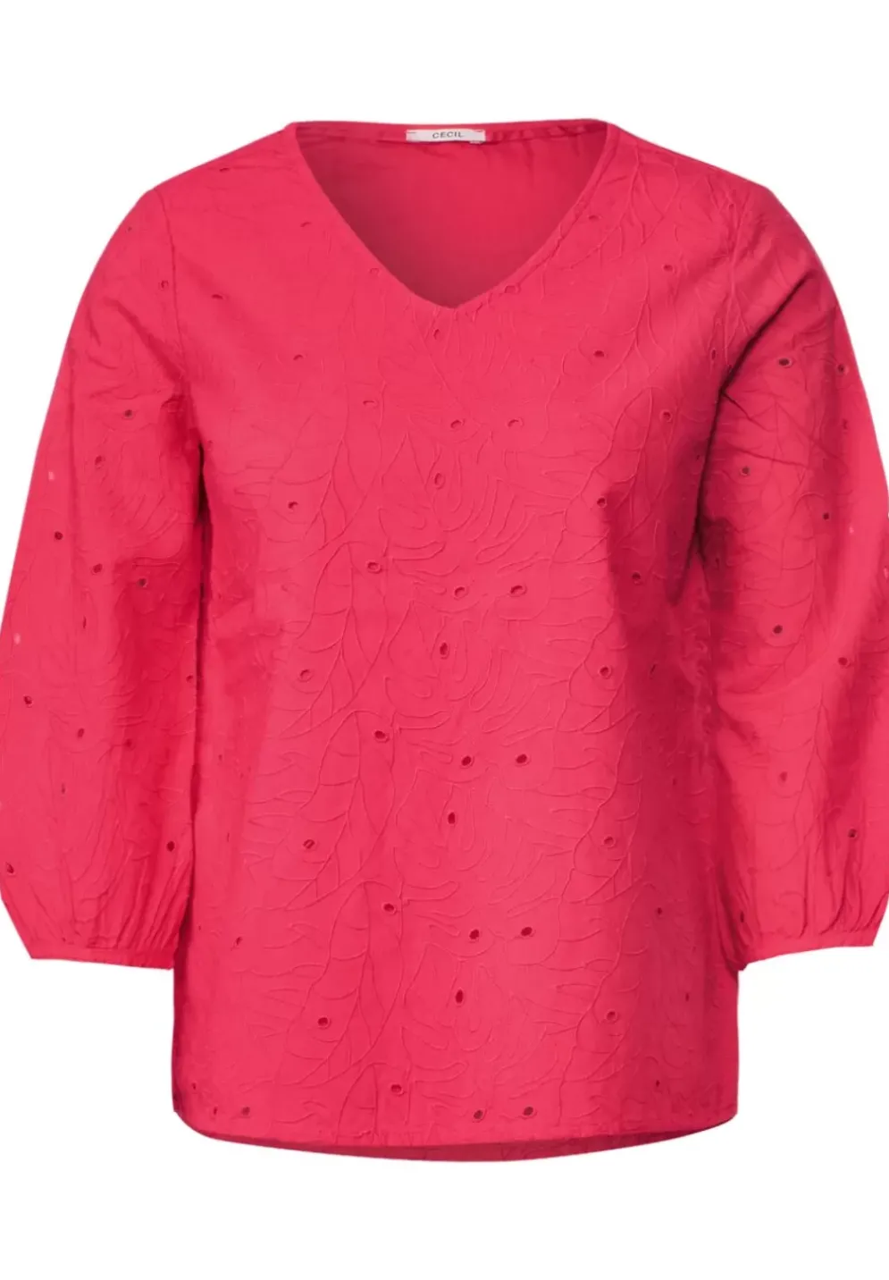 Stickerei Bluse Mit 3/4 Arm