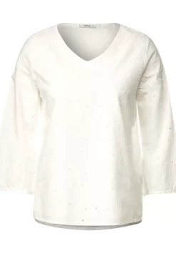 Stickerei Bluse Mit 3/4 Arm