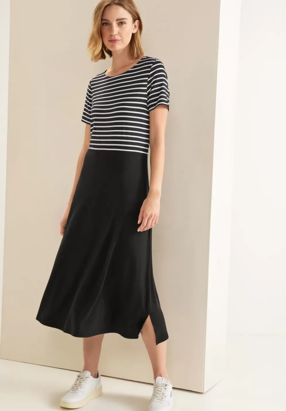 Streifenmix Midi Kleid