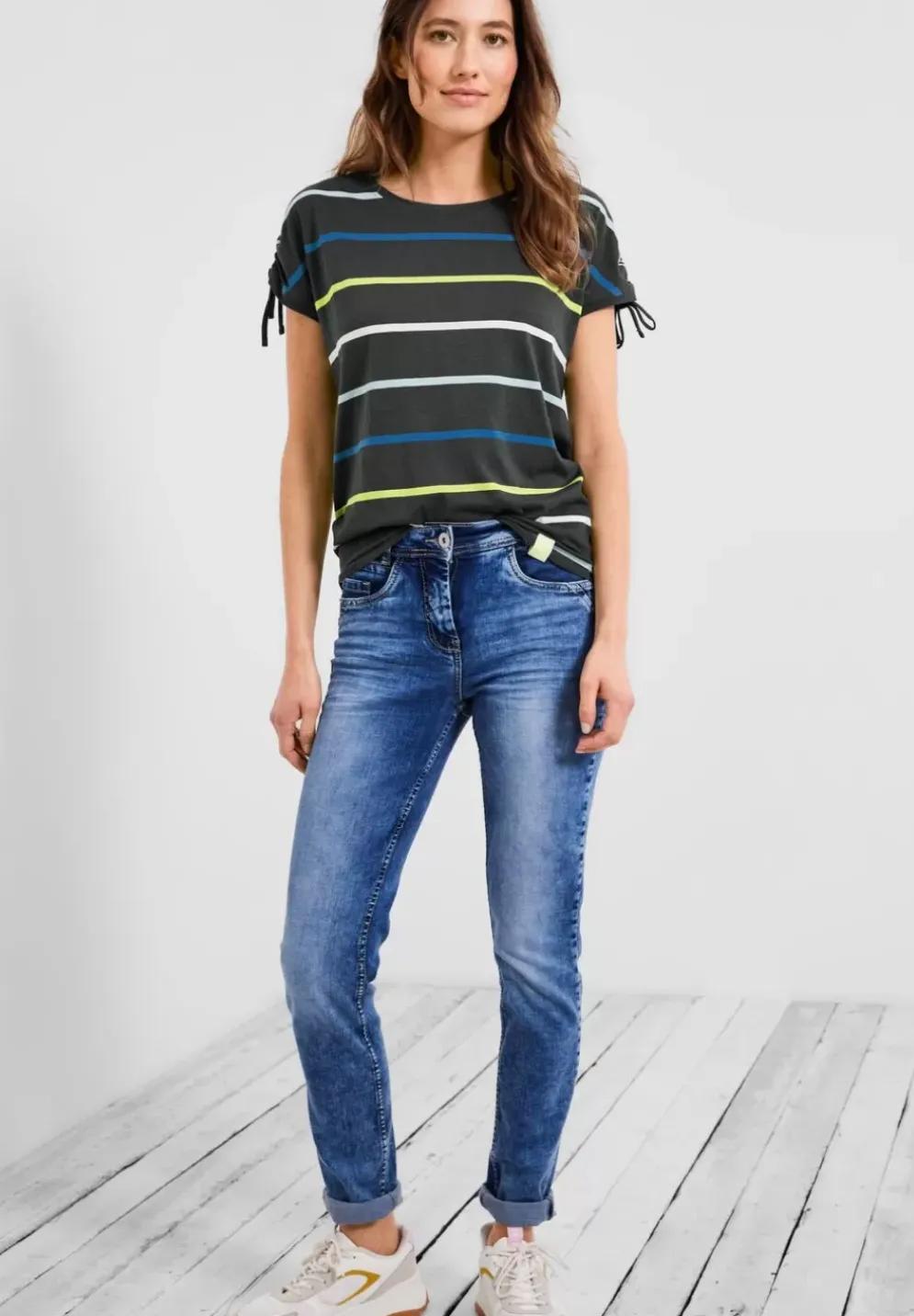 Streifenshirt Mit Rundhals