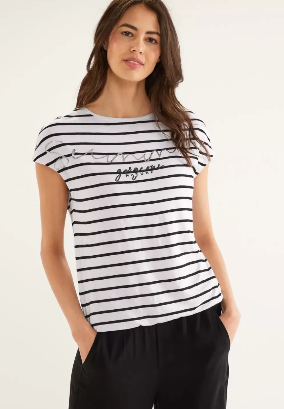 Streifenshirt Mit Wording
