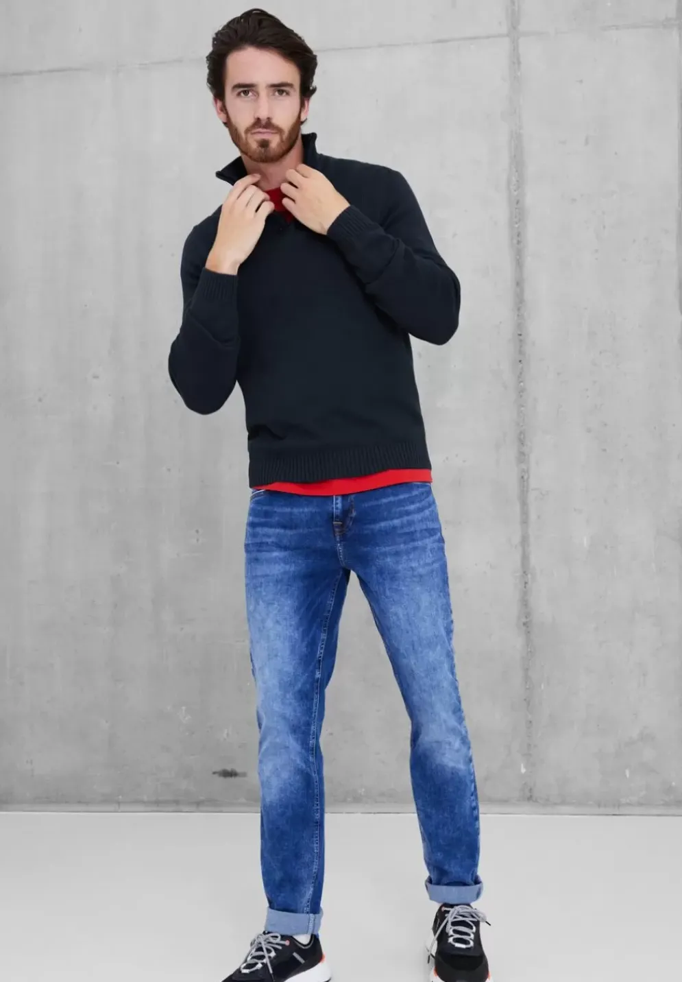 Strickpullover Mit Zipper