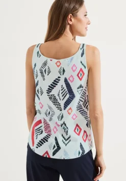 Top Mit Print Und Stickerei
