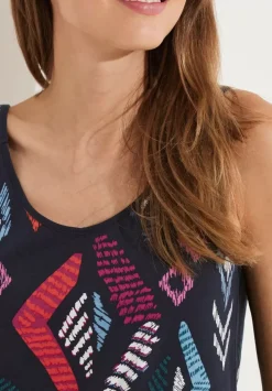 Top Mit Print Und Stickerei