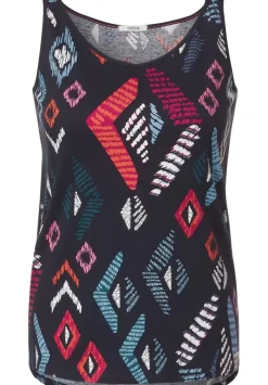Top Mit Print Und Stickerei