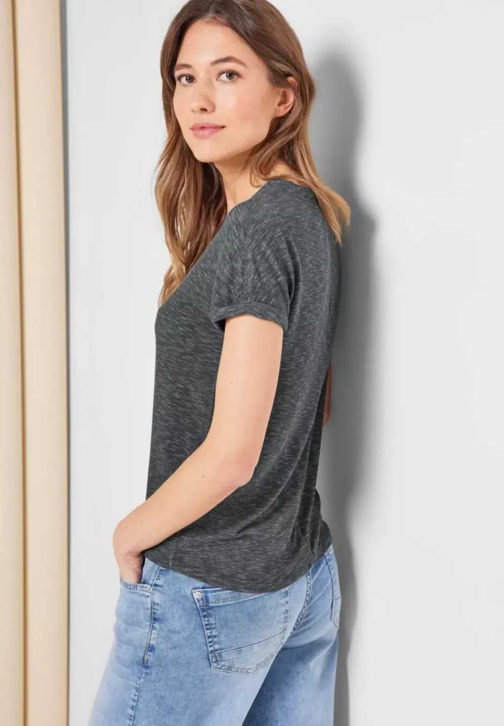 T-Shirt In Melange Optik