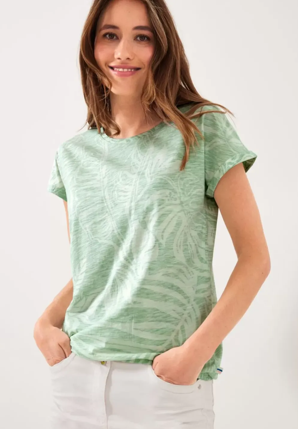 T-Shirt Mit Blatterprint