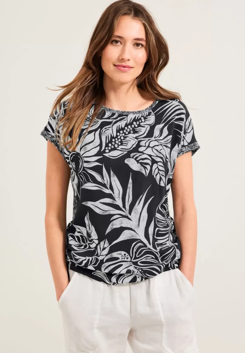 T-Shirt Mit Blatterprint