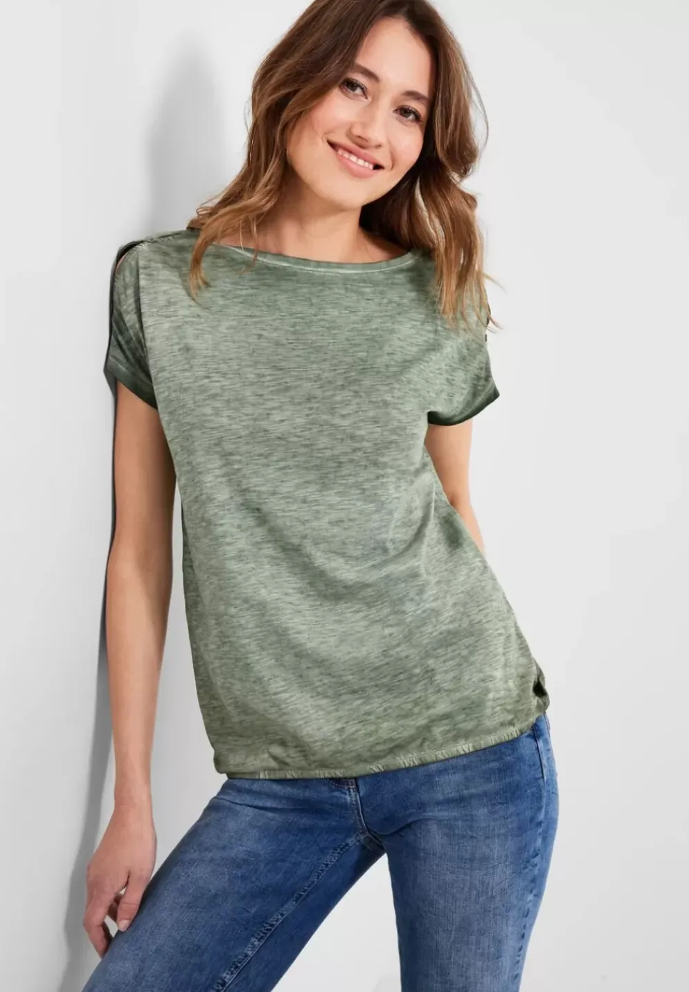 T-Shirt Mit Knopfdessin