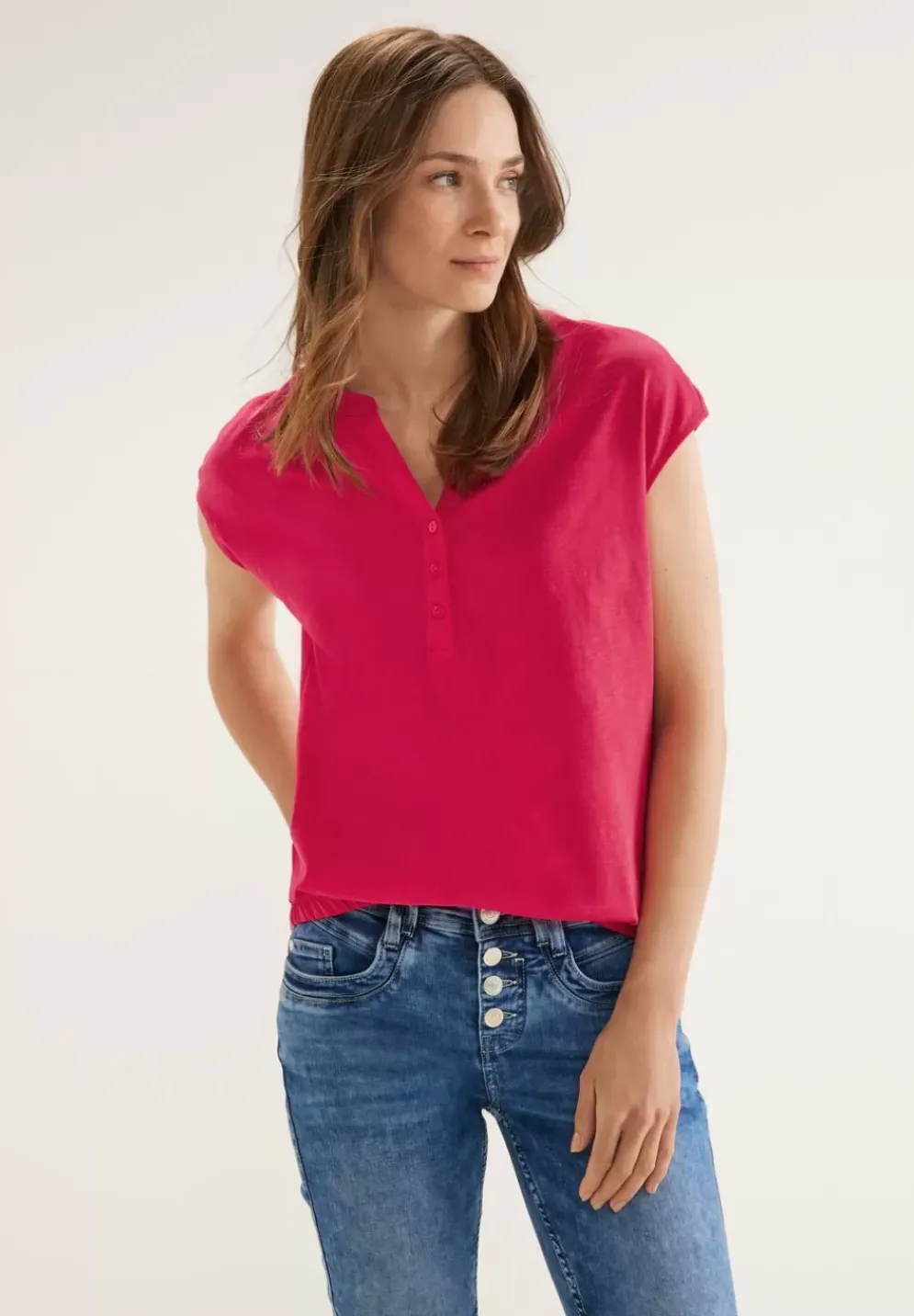 T-Shirt Mit Knopfleiste