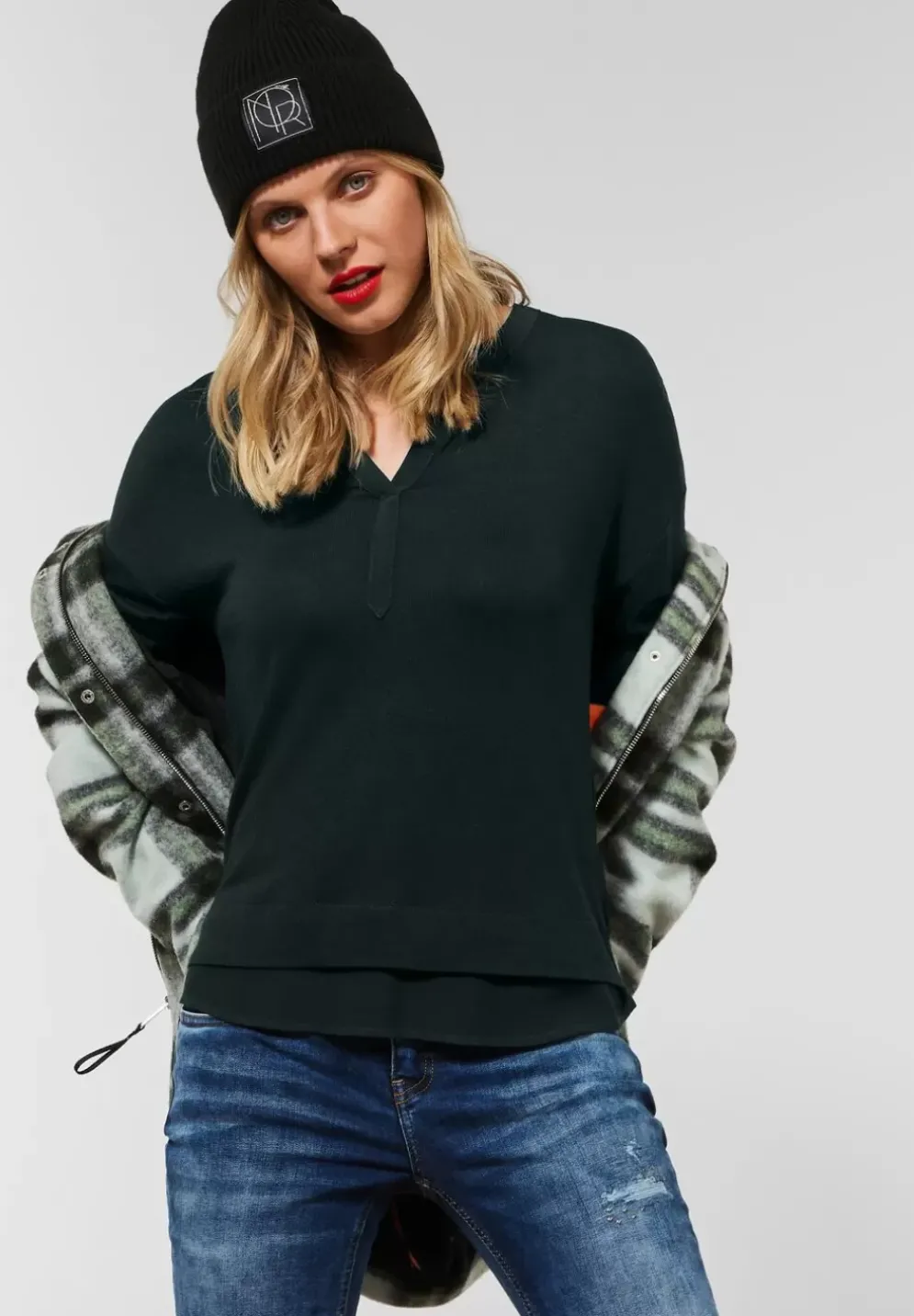 Tunikashirt Im Materialmix