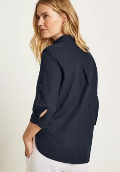 Unifarbene Leinenmix Bluse