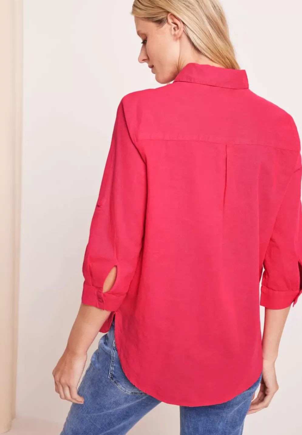 Unifarbene Leinenmix Bluse