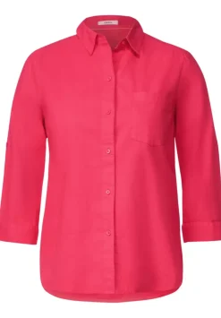 Unifarbene Leinenmix Bluse