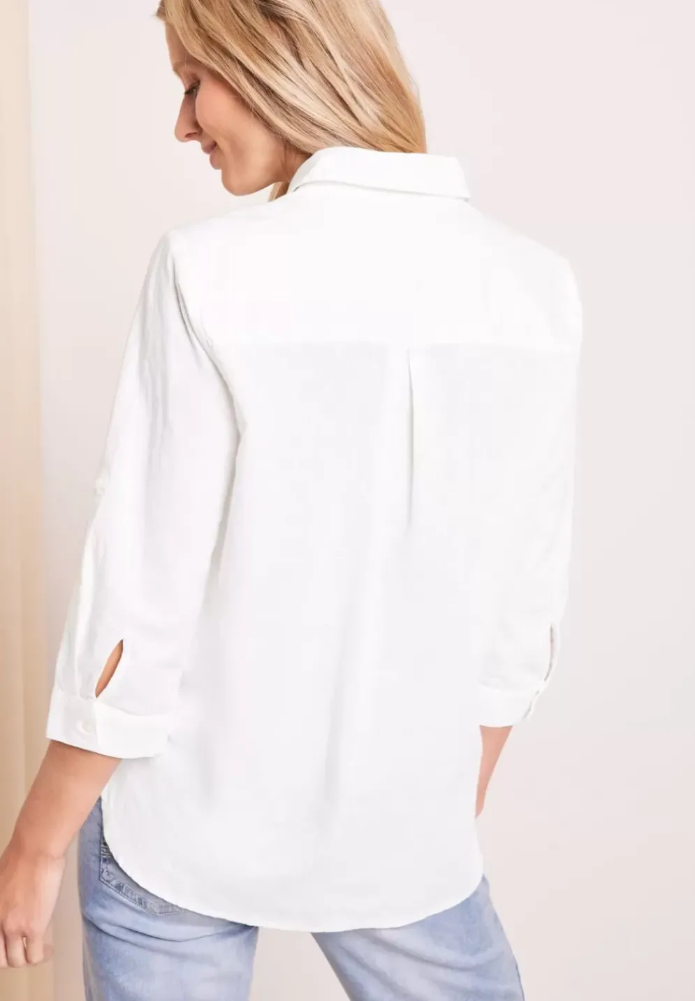 Unifarbene Leinenmix Bluse