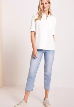 Unifarbene Leinenmix Bluse
